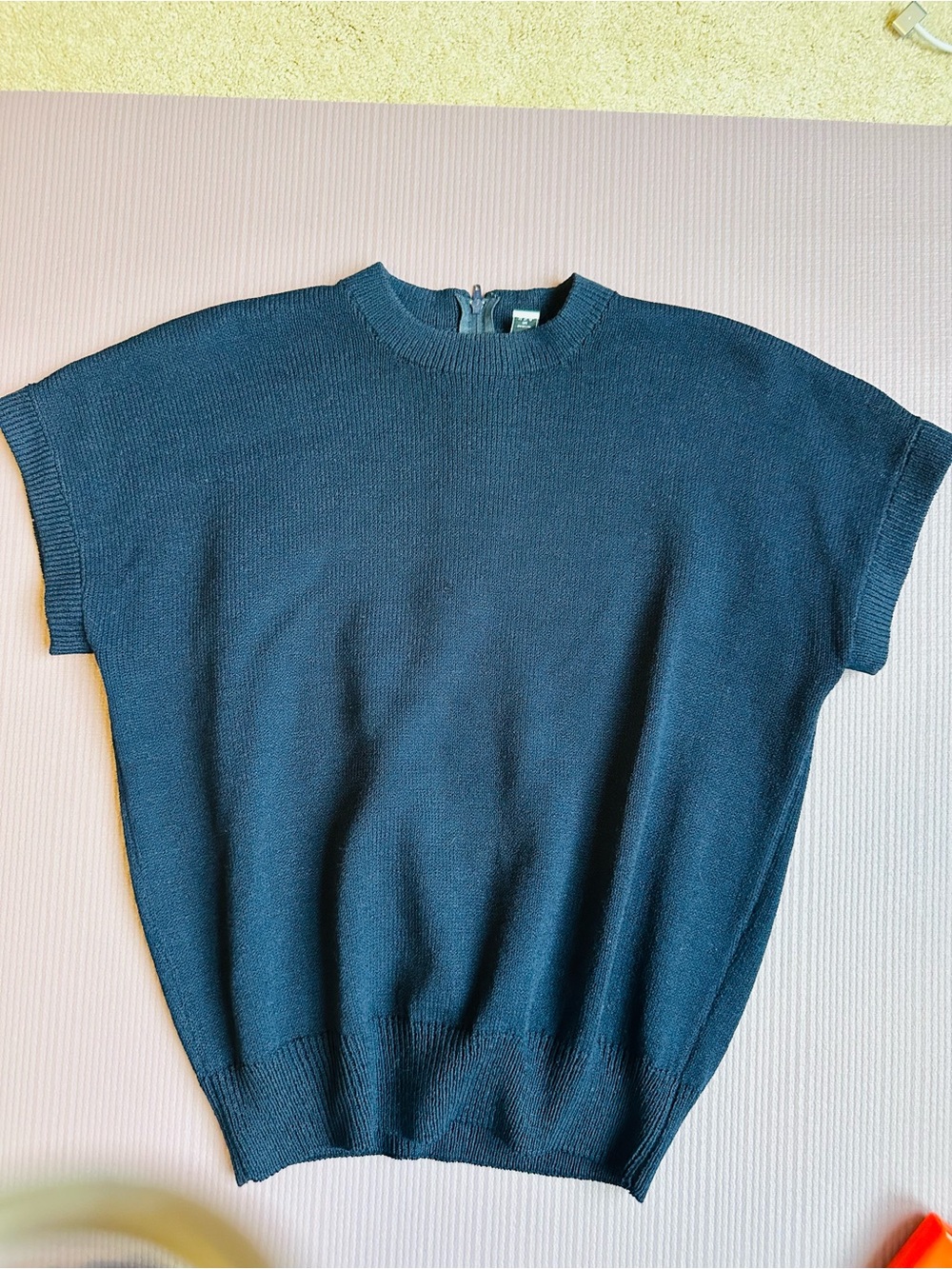 Vintage St. John Knit Top with Zipper Small Navy